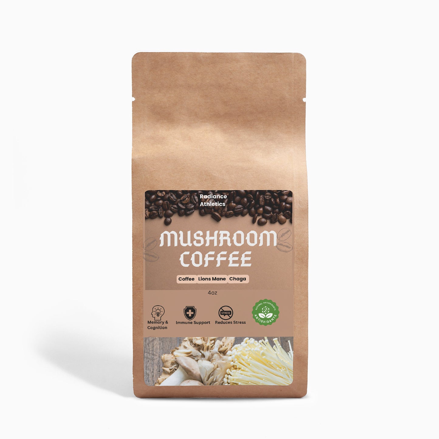 Fusión de café con champiñones - Melena de león y Chaga 4oz