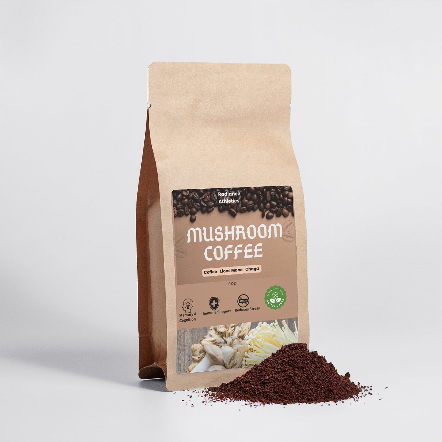 Fusión de café con champiñones - Melena de león y Chaga 4oz